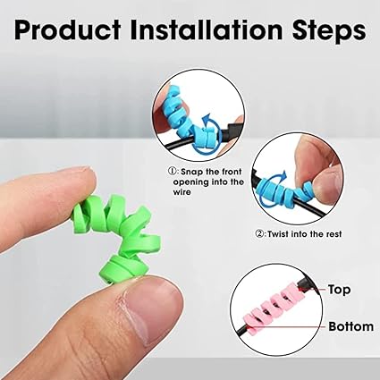 Cable Protector Pack of 25 – Flexible Spiral Wire Guard for Charger & USB Cables