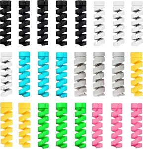 Cable Protector Pack of 25 – Flexible Spiral Wire Guard for Charger & USB Cables
